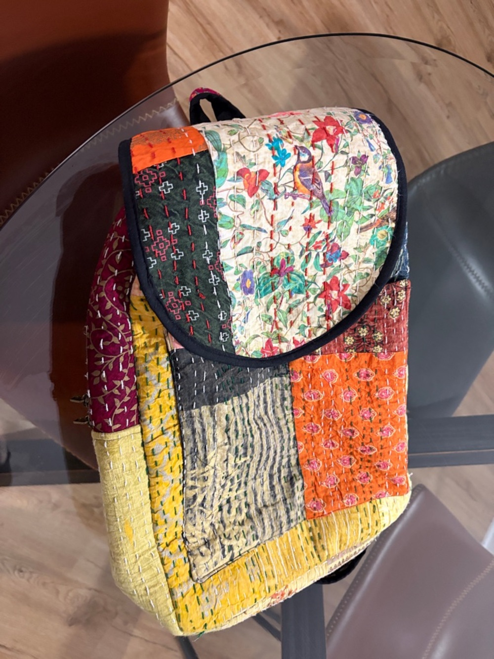 Patchwork Quilted Floral Multi-Color Women’s Backpack
